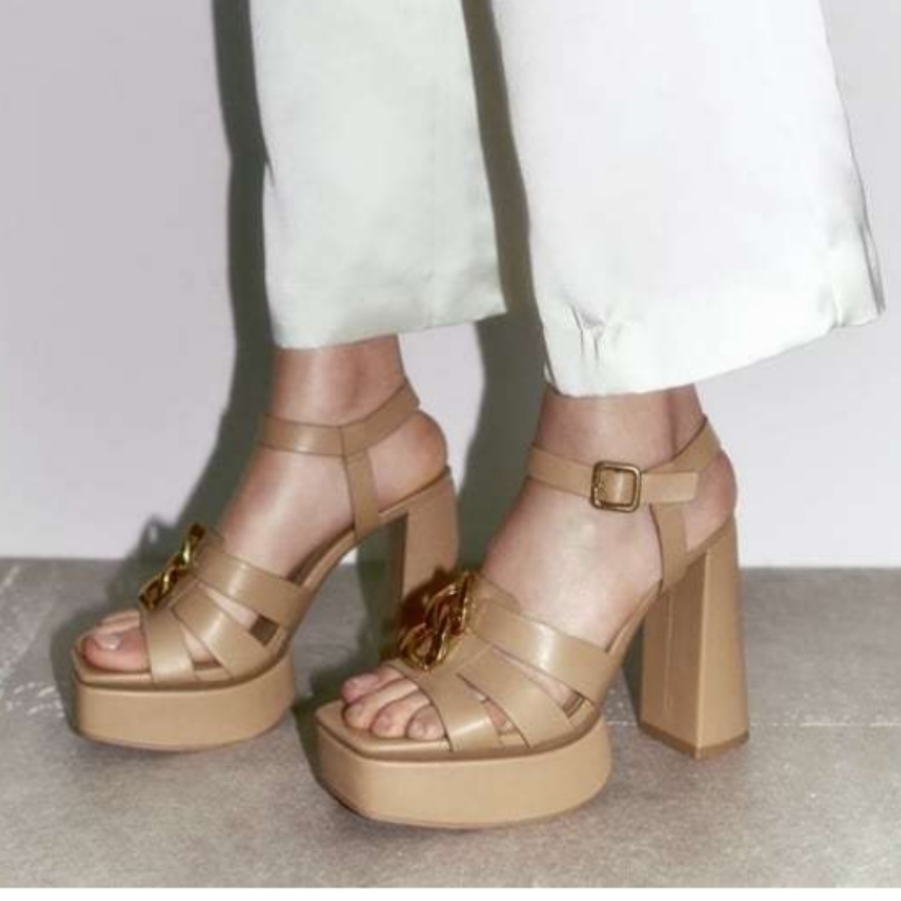 Zara Strappy Chunky Platform Heel Sandals